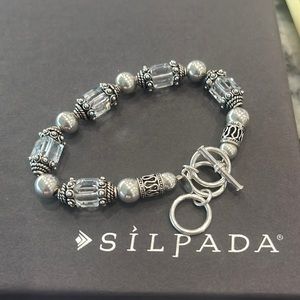 Silpada Swarovski crystal & sterling silver bracelet w/ adjustable toggle clasp